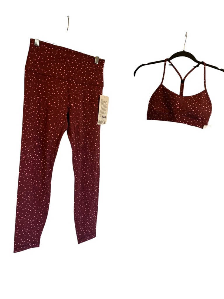 Nwt Lululemon Align No Line And Bra Set Heart Scatter Dot Red Size 6/8